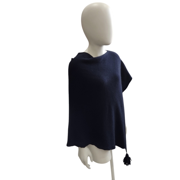 Balboni Bohemian Chic Italian Lux All Cashmere Asymmetrical Black Tassel Cape OS - Picture 6 of 13